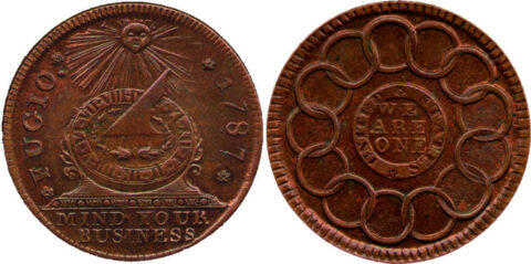 The first US penny was designed by Benjamin Franklin in 1787.