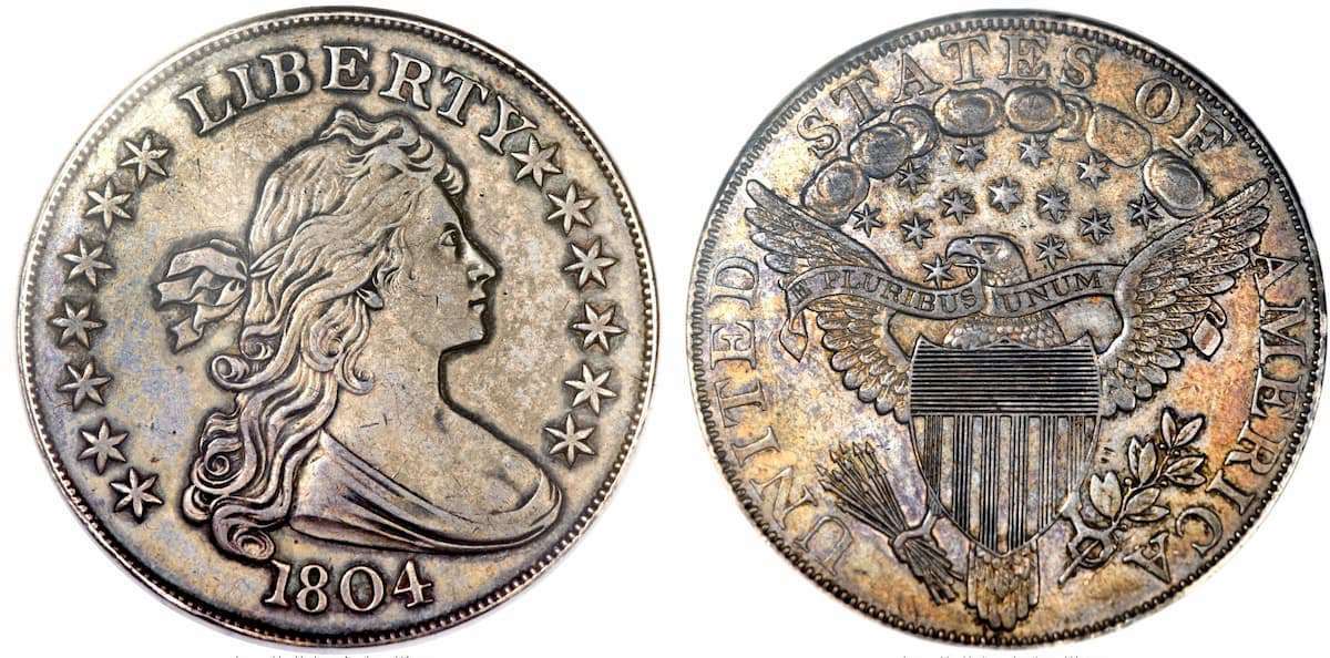1804-dollar-1200 The 1804 Draped Bust silver dollar, seen here, is among many rare coins worth millions of dollars in value. Do you have any of these valuable rare coins?