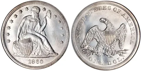 The 1860 Liberty Seated dollar has a mintage of 218,930. How many have survived to this day? Only rough estimates can tell us.