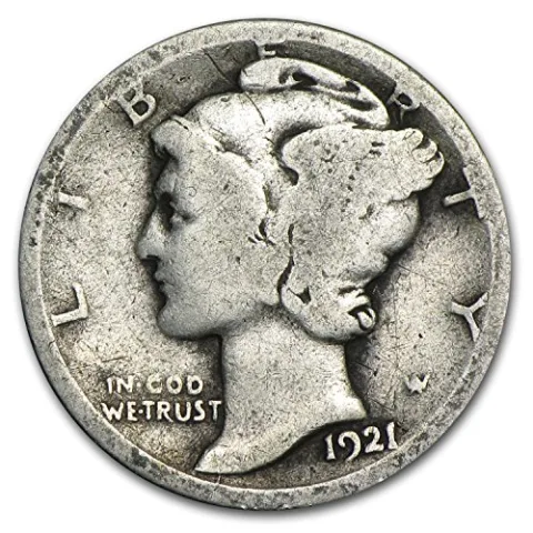 This is a 1921 Mercury dime.