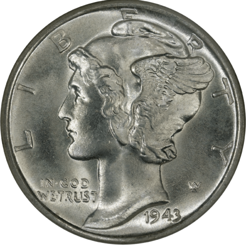 This is a 1943 Mercury dime - winged Liberty head dime. This is a 1943 Mercury dime - winged Liberty head dime.