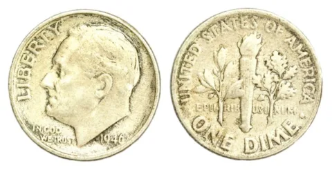 1946 Roosevelt dime - this was the first year Roosevelt dimes were made.