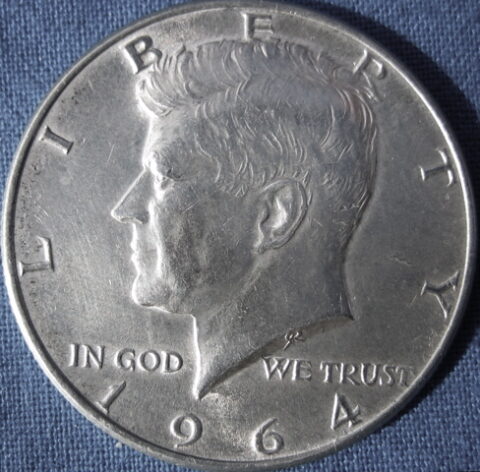 This is a 1964 kennedy half dollar coin 1964 kennedy half dollar coin