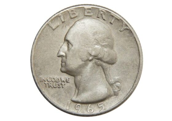 A 1965 silver quarter is rare because in 1965 U.S. quarters were supposed to be made of copper-nickel clad.