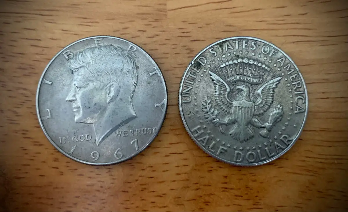 The 1967 is a 40% silver half dollar worth more than face value.
