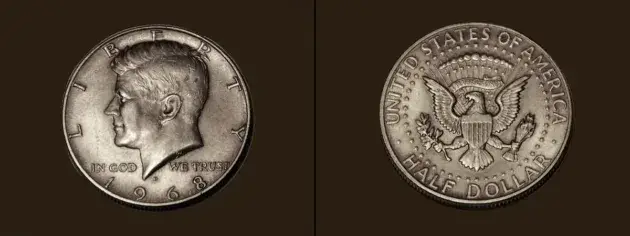 Find out how much your 1968 coins are worth -- like this silver 1968 half dollar!