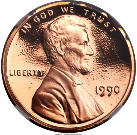 This is a proof 1990 No S penny. photo courtesy of Heritage Auctions.