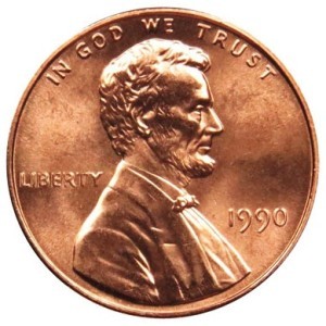 1990 No S Penny Error Coins
