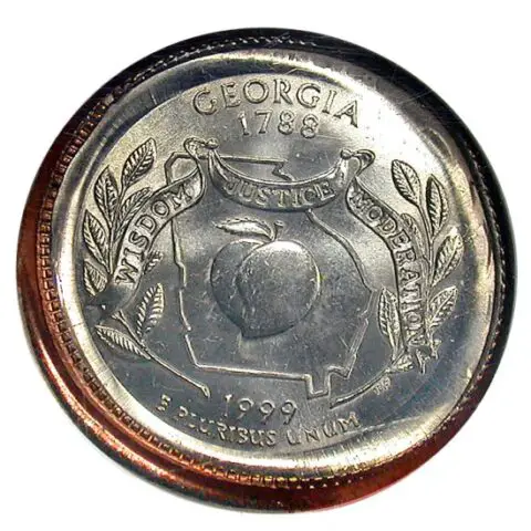 1999 Georgia state quarter capped die error coin