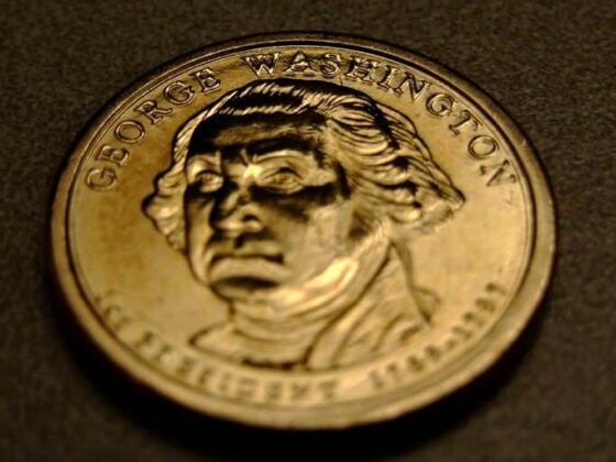 This is the 2007 George Washington gold dollar coin.
