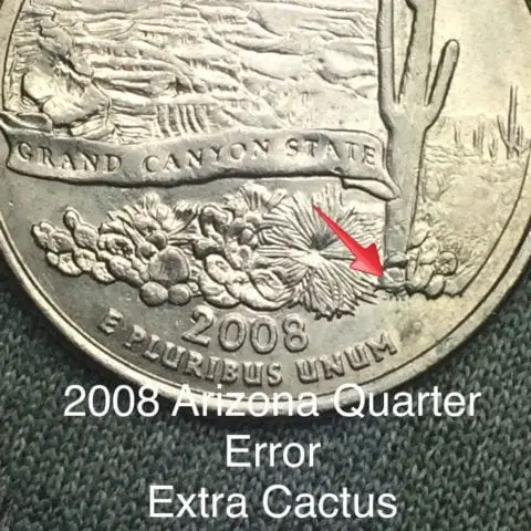 The 2008 Arizona quarter error - extra cactus leaf