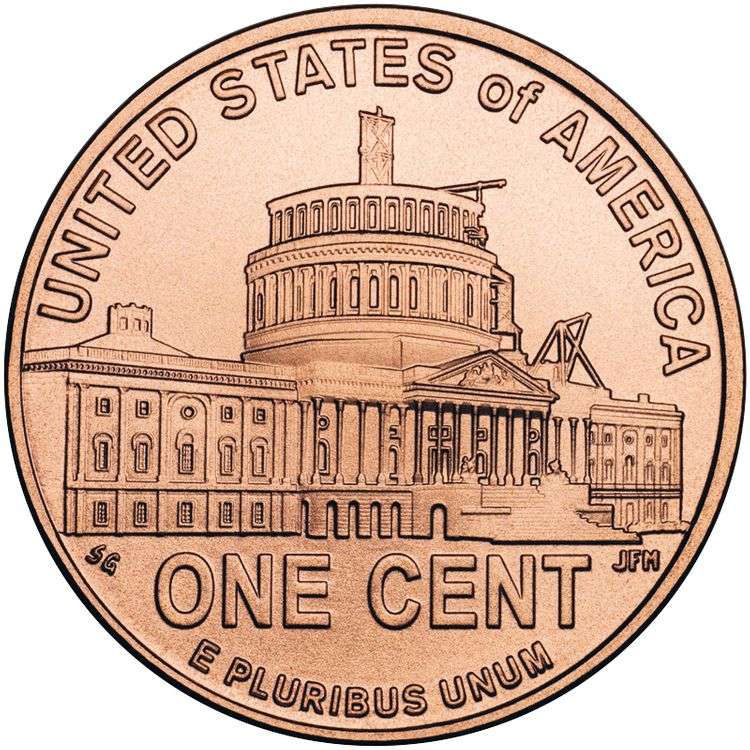 copper penny 2009 log cabin on back