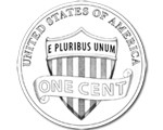U.S. Mint line art of the new Lincoln cent coin reverse -- a shield design for the new penny.