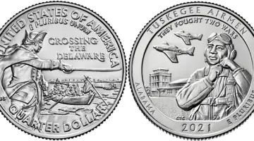 The two 2021 quarters feature the Tuskegee airmen and George Washington crossing the Delaware River. Some 2021 quarters are rare and valuable and worth much more than face value. 