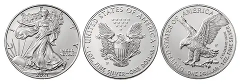 The 2021 American Silver Eagles offer two different designs and are worth more than silver bullion value prices. 