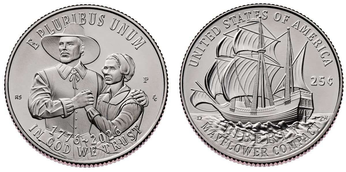 2026 Mayflower Compact semiquincentennial quarter.