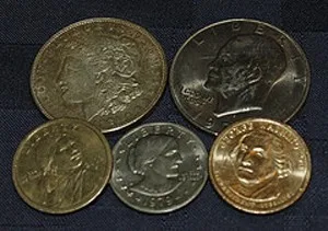 Dollar coins in several different designs. The U.S. public still doesn't use them in general circulation. 