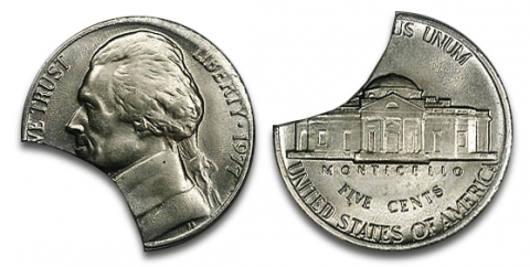 Error coin example - Clipped Planchet