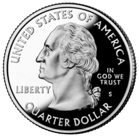 George Washington on the quarter obverse. Photo is public domain