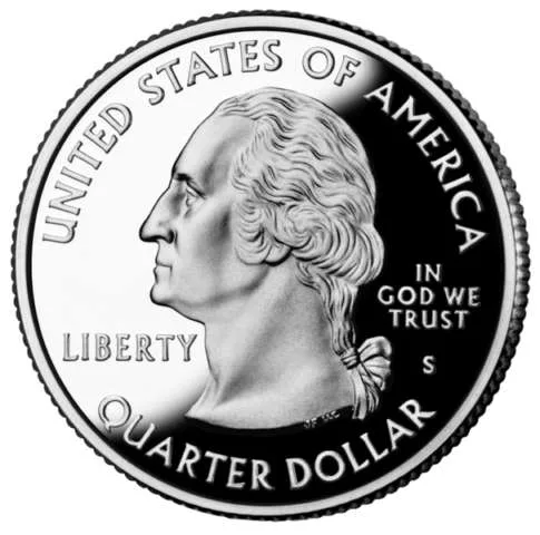 George Washington on the quarter obverse. Photo is public domain