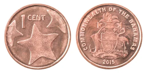 Bahamas penny - the obverse and reverse Bahamian penny