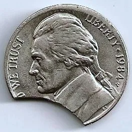 A clipped planchet error coin.