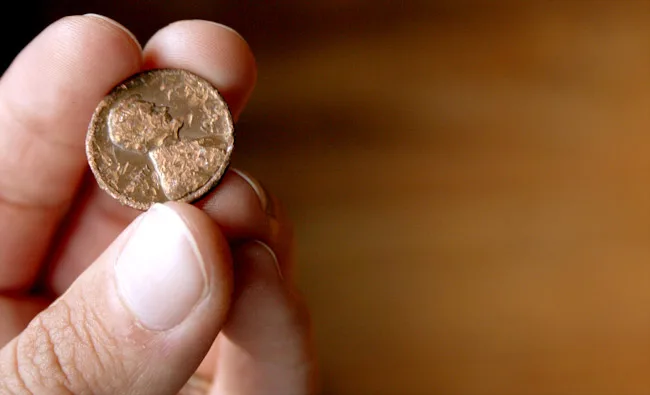 This penny is clearly an example of a damaged coin.