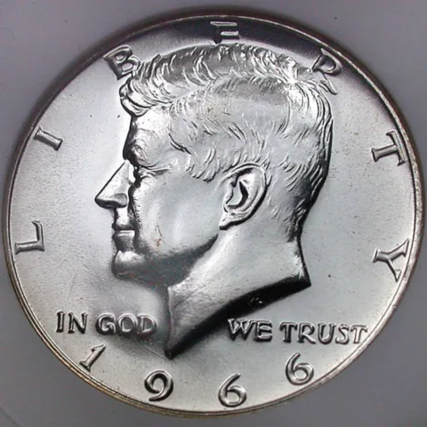This is a 1966 SMS Kennedy half dollar doubled die obverse error coins.