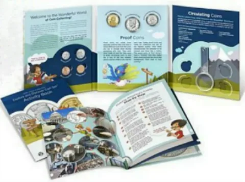 This is the U.S. Mint's Explore & Discover coin collecting kit for kids.