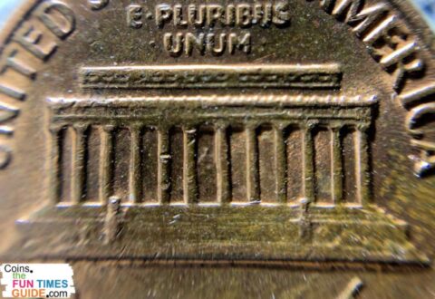Notice the lines connecting the roof to the rest of the building are extremely weak on this floating roof penny.
