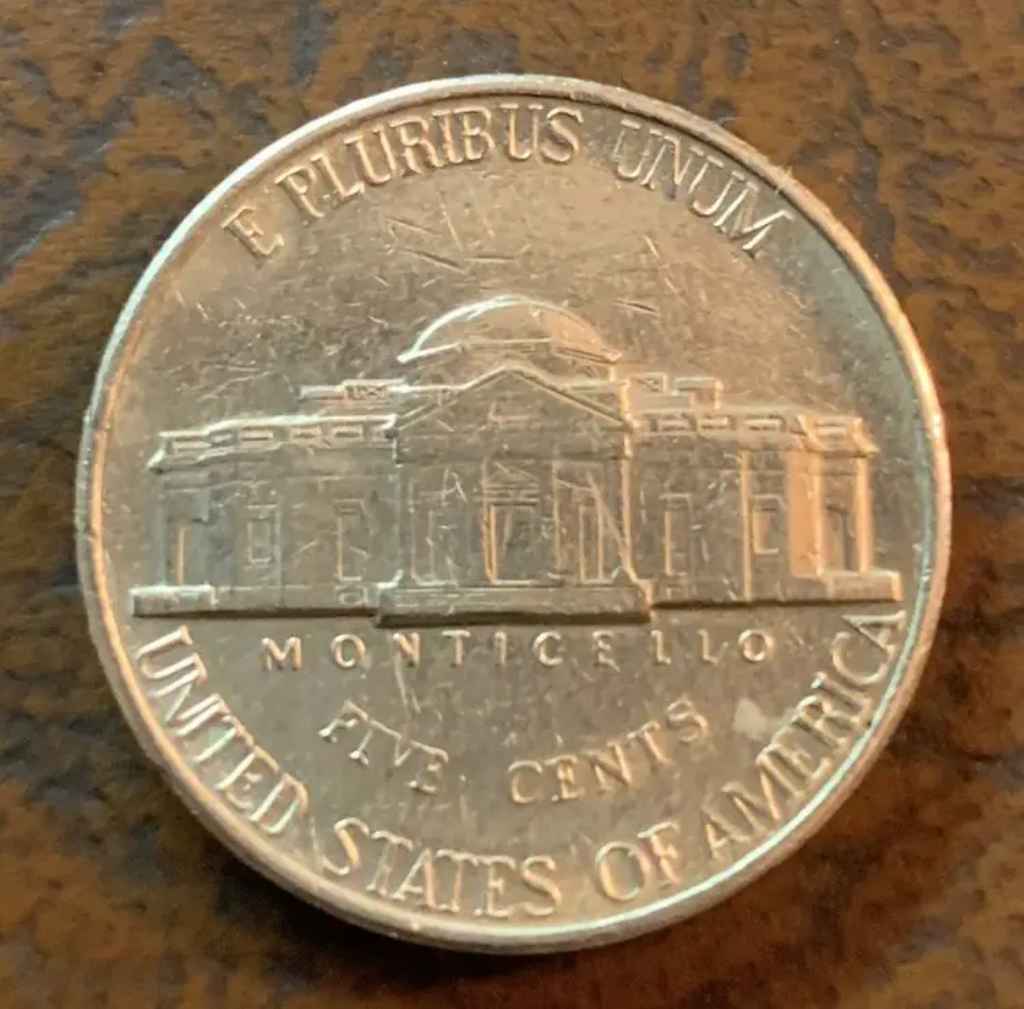 Most Jefferson nickels show Monticello, which was Thomas Jefferson's stately Virginia mansion. 