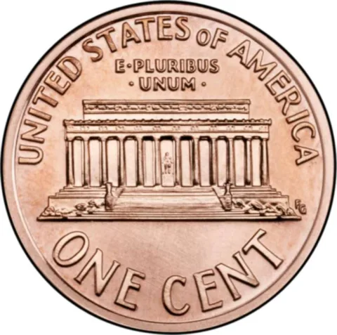 1959 penny value - reverse shows the lincoln memorial