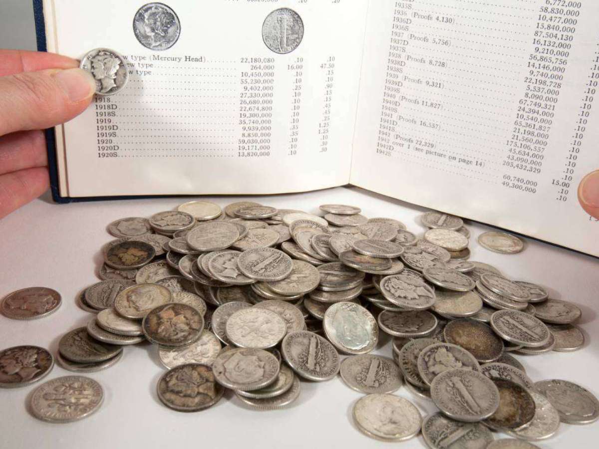 A coin collection of Mercury Dimes