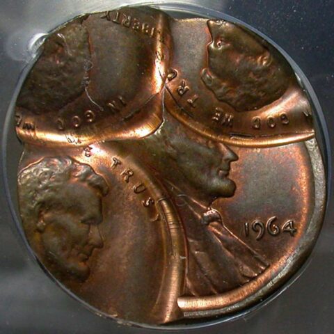 A multi-strike mint error coin