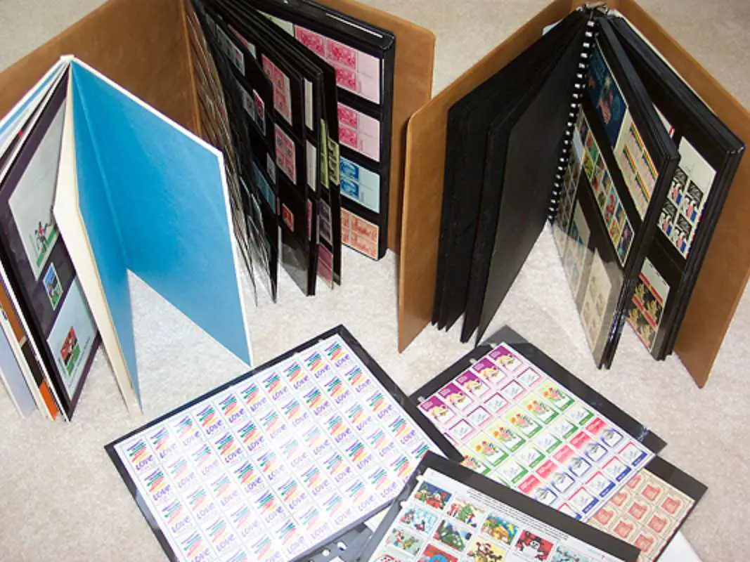 My stamp collection. I have SEVERAL more notebooks like these filled with brand new U.S. postage stamps! 