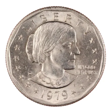 Obverse of the 1979 Susan B. Anthony dollar coin.