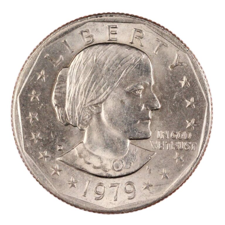 Obverse of the 1979 Susan B. Anthony dollar coin Obverse of the 1979 Susan B. Anthony dollar coin.