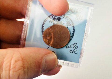 The most valuable off-center coins are those that show the date, like this 1969 error cent that is 65% off-center and shows all 4 numbers in the date.