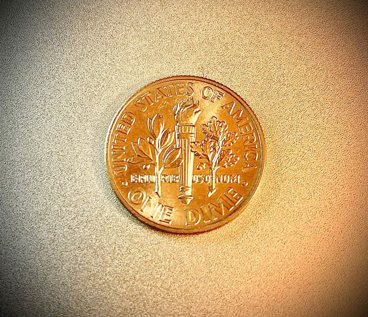 The reverse of the Roosevelt dime. 
