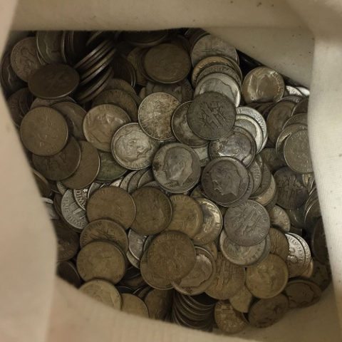 A bag of silver dimes.