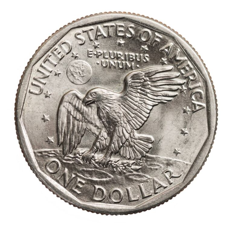 Reverse of the 1979 Susan B. Anthony dollar coin. Reverse of the 1979 Susan B. Anthony dollar coin.