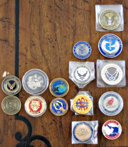 A collection of military challenge coins 