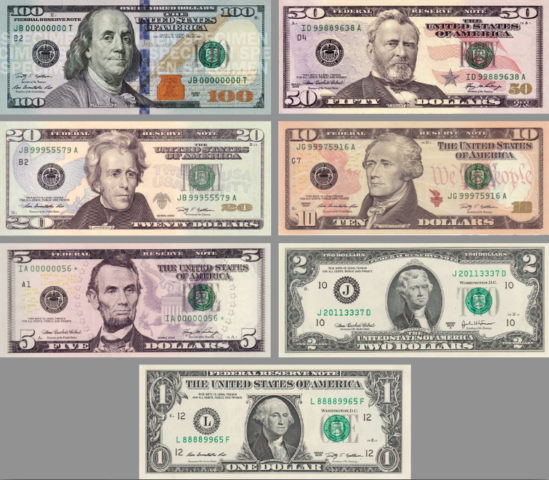 Dollar Bill Value Chart