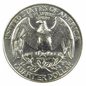 The reverse of the 1972 quarter shows a heraldic eagle. 