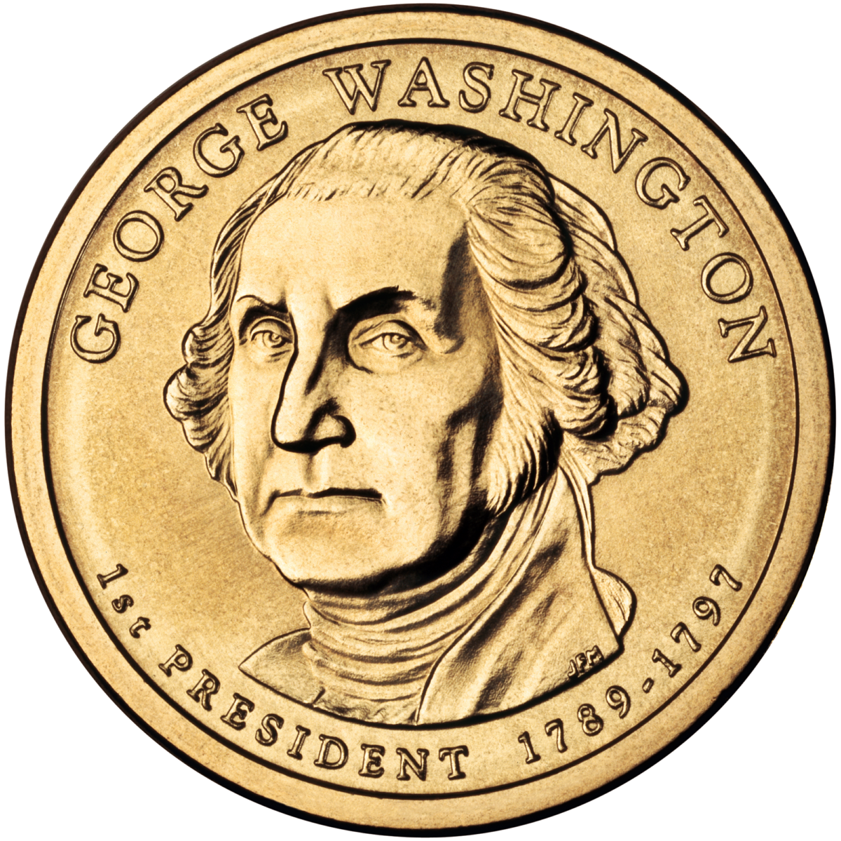 The George Washington dollar coin was released in 2007 as the first issue in the Presidential Dollar Coin program. 